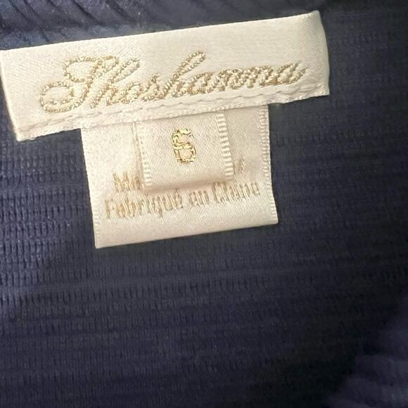 Shoshanna Navy Blue Ruffle Hem Sleeveless Ribbed Sheath Midi Dress size 6 - Picture 9 of 11